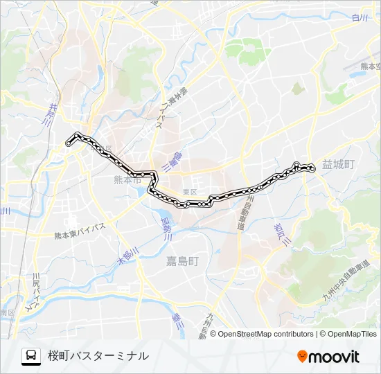 K1-1：木山→秋津県庁→桜町バスターミナル Bus Line Map