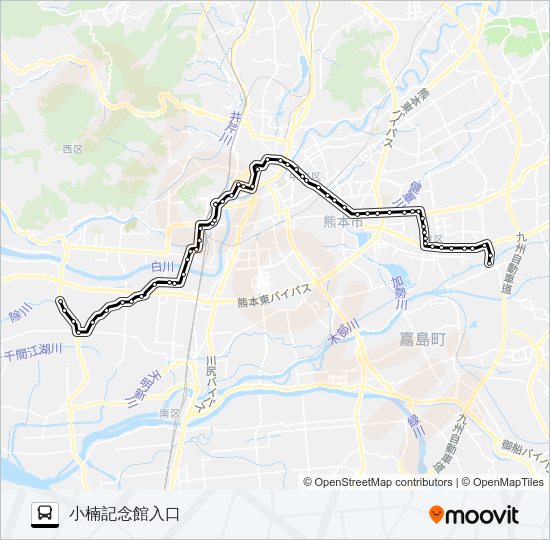 K3-1/S4-2：五丁→野口～県庁→沼山津 Bus Line Map
