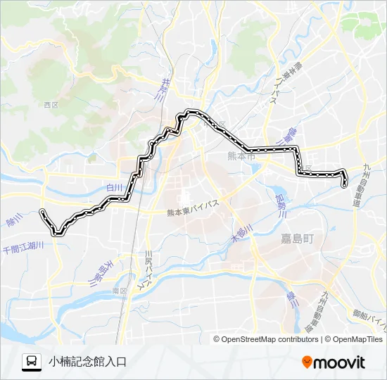 K3-1/S4-2：五丁→野口～県庁→沼山津 バスの路線図