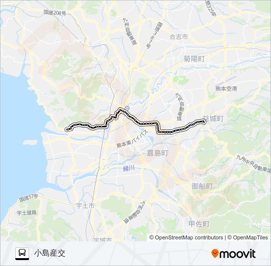 K3-3/T1-1：木山→県庁～上高橋→小島 Bus Line Map