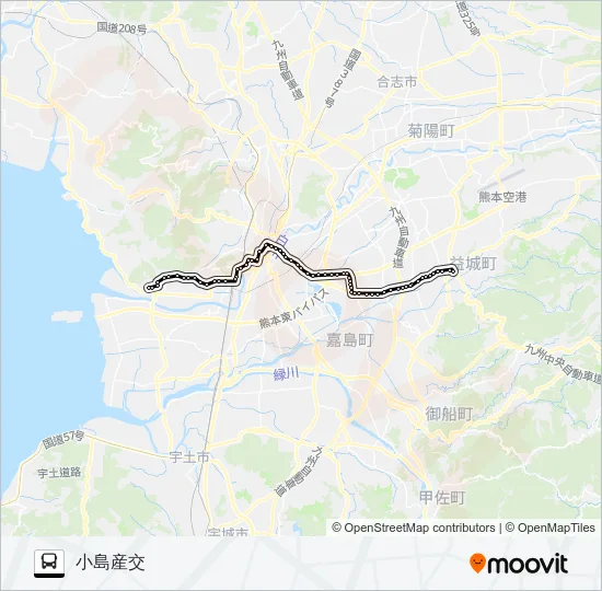 K3-3/T1-1：木山→県庁～上高橋→小島 Bus Line Map