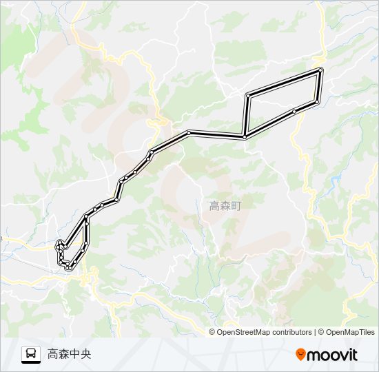 フレイン高森店→河原～高森町役場前→高森中央 Bus Line Map