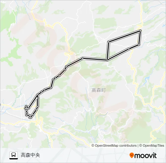 フレイン高森店→河原～高森町役場前→高森中央 バスの路線図