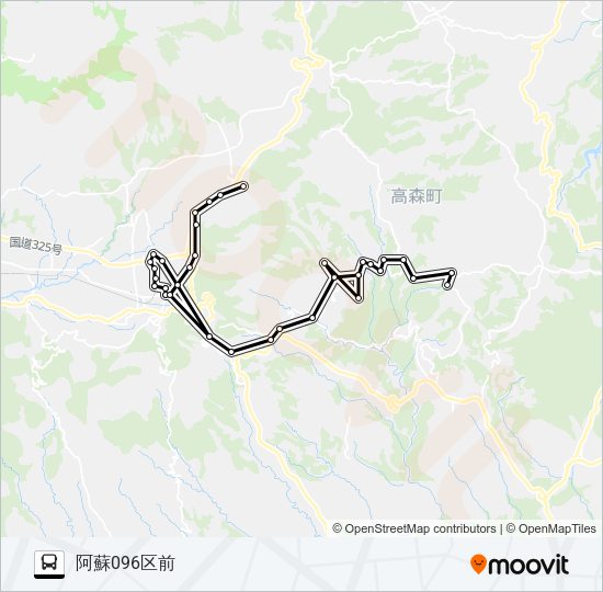 高森駅前→高尾野～今村（高森）→高森温泉館前 Bus Line Map