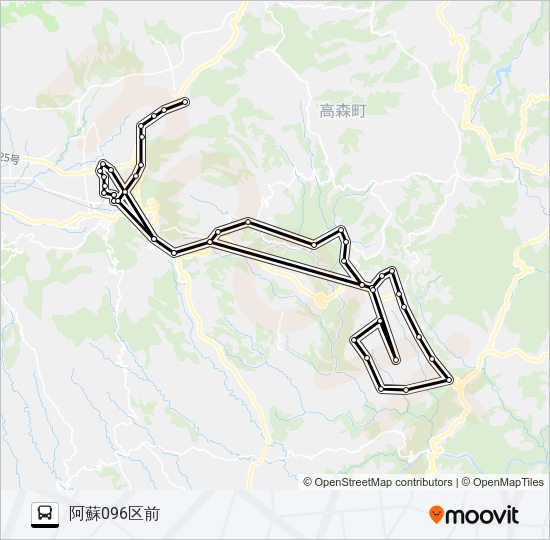 高森駅前→高森随道～草部出張所→高森温泉館前 Bus Line Map