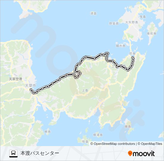 5：松島→大浦旧道～有明温泉→本渡バスセンター バスの路線図