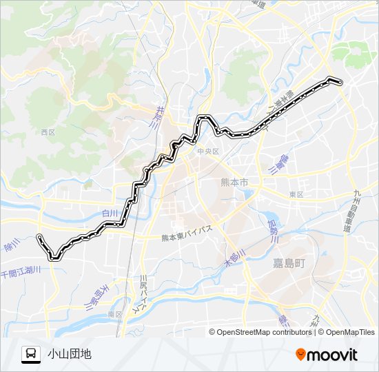 F2-1/S4-2：五丁→野口～子飼→小山団地 Bus Line Map