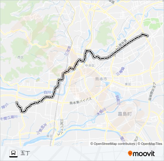F2-1/S4-2：小山団地→子飼～野口→五丁 Bus Line Map