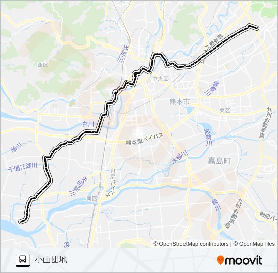 F2-1/S4-3：川口→野口～子飼→小山団地 Bus Line Map