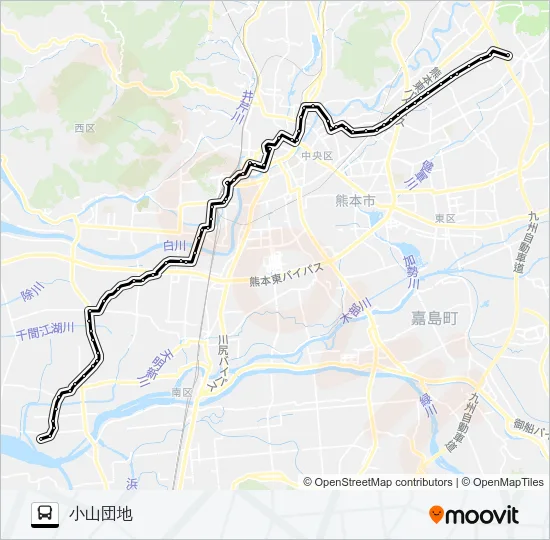 F2-1/S4-3：川口→野口～子飼→小山団地 Bus Line Map