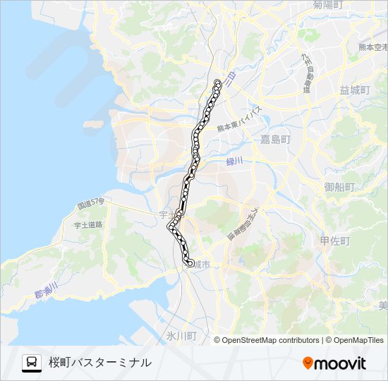 R1-5：松橋→川尻市道～→桜町バスターミナル Bus Line Map