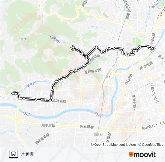 U4-3：小島産交→西区役所前～谷尾崎→水道町 バスの路線図