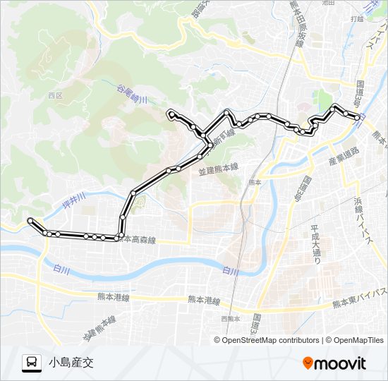 U4-3：水道町→谷尾崎～西区役所前→小島産交 Bus Line Map