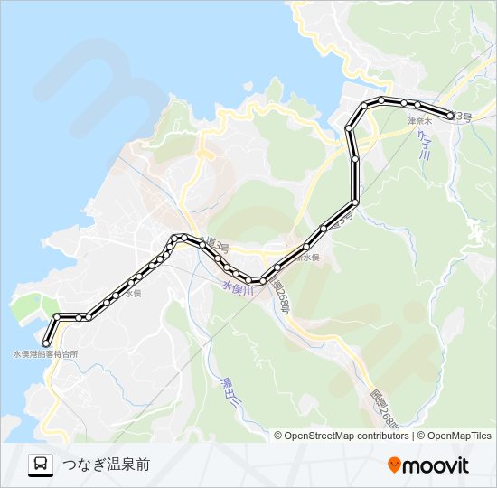 3：水俣港→市役所前（水～新水俣駅→つなぎ温泉前 Bus Line Map