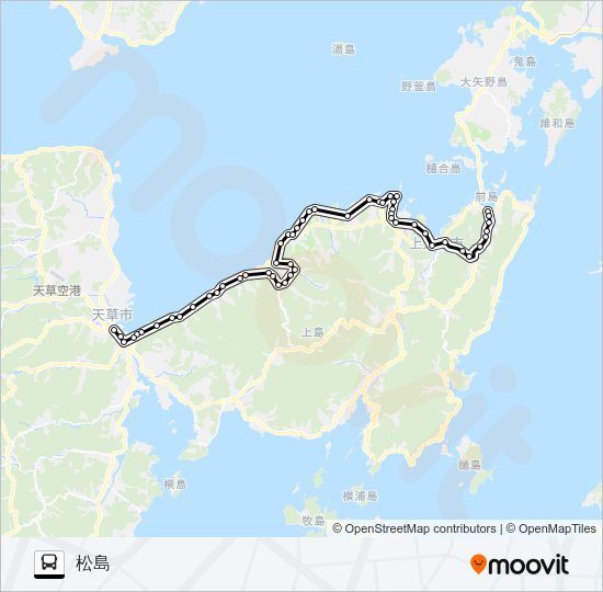 6：本渡バスセンター→上津浦旧道～有明温泉→松島 Bus Line Map