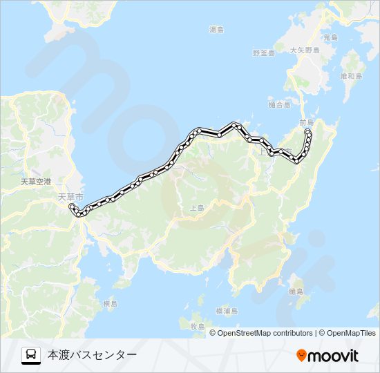 9：松島→大浦新道～上津浦新道→本渡バスセンター Bus Line Map