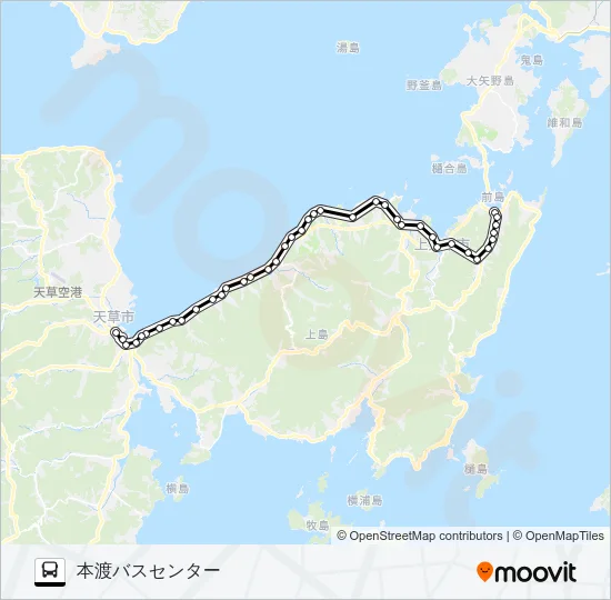 9：松島→大浦新道～上津浦新道→本渡バスセンター Bus Line Map