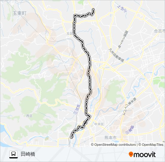 A4-2：小野泉水公園→北区役所前～植木→田崎橋 Bus Line Map