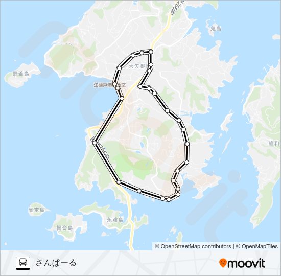 さんぱーる→上天草高校前～スパタラソ→さんぱーる Bus Line Map