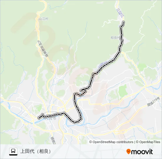 人吉産交→川村駅入口～茶湯里温泉→上田代（相良） Bus Line Map
