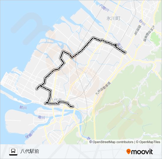6：宮原中央→文政小学校前～ハーモニーホ→八代駅前 Bus Line Map