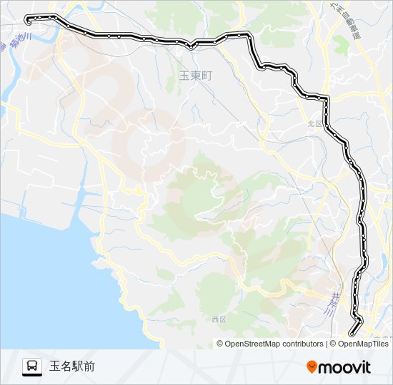 A3-2：桜町バスターミナル→木葉～大倉→玉名駅前 Bus Line Map
