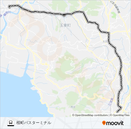 A3-2：玉名駅前→木葉～大倉→桜町バスターミナル Bus Line Map