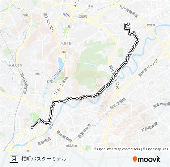 E2-1：楠団地→二里木～子飼→桜町バスターミナル バスの路線図