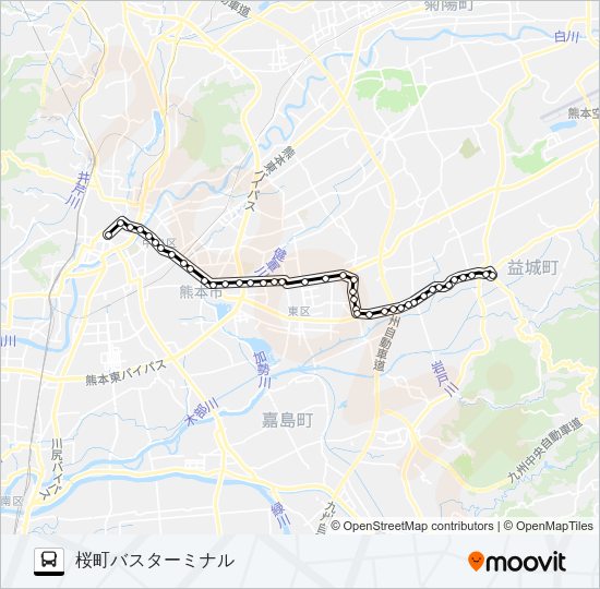 K4-3：木山→佐土原～自衛隊→桜町バスターミナル Bus Line Map