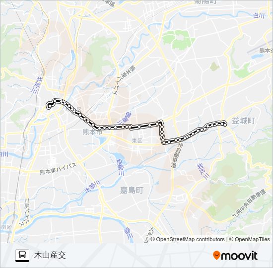 K4-3：桜町バスターミナル→自衛隊～佐土原→木山 Bus Line Map