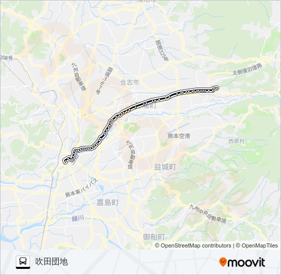 E3-5：桜町バスターミナル→子飼～三里木→吹田団地 Bus Line Map