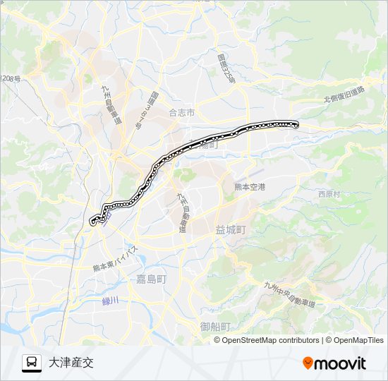 E3-5：桜町バスターミナル→子飼～三里木→大津産交 Bus Line Map