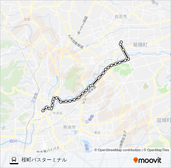 F1-2：光の森産交→供合～子飼→桜町バスターミナル Bus Line Map