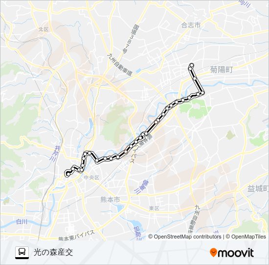 F1-2：桜町バスターミナル→子飼～供合→光の森産交 Bus Line Map