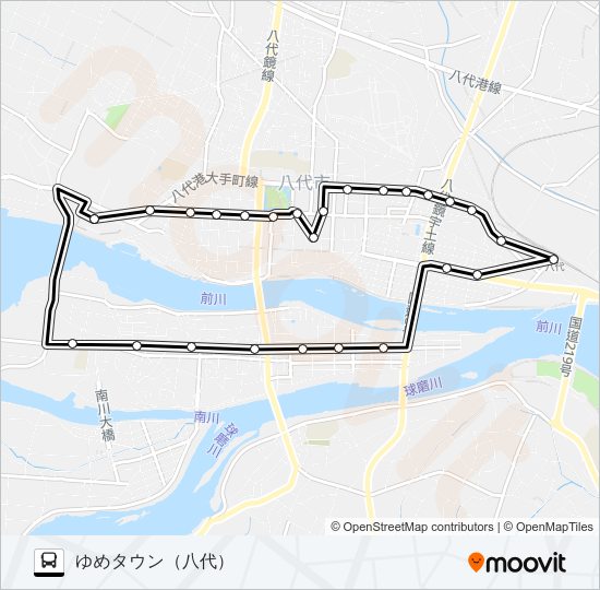 L3：ゆめタウン（八代）→楠町～→ゆめタウン（八代） Bus Line Map