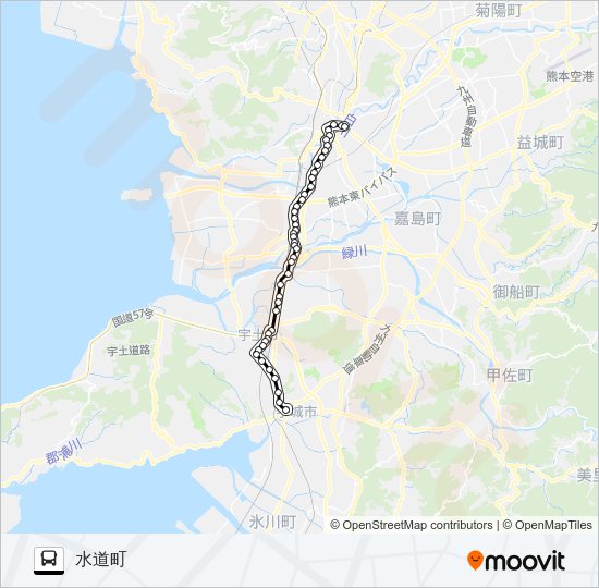 R1-5：松橋→川尻市道～桜町バスターミナル→水道町 Bus Line Map