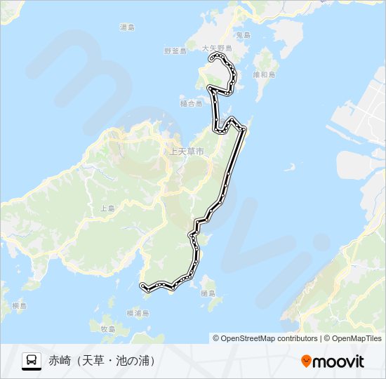 さんぱーる→松島～新道牟田漁港→赤崎（天草・池の浦） Bus Line Map
