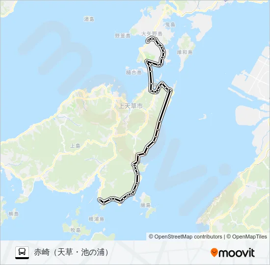 さんぱーる→松島～新道牟田漁港→赤崎（天草・池の浦） バスの路線図