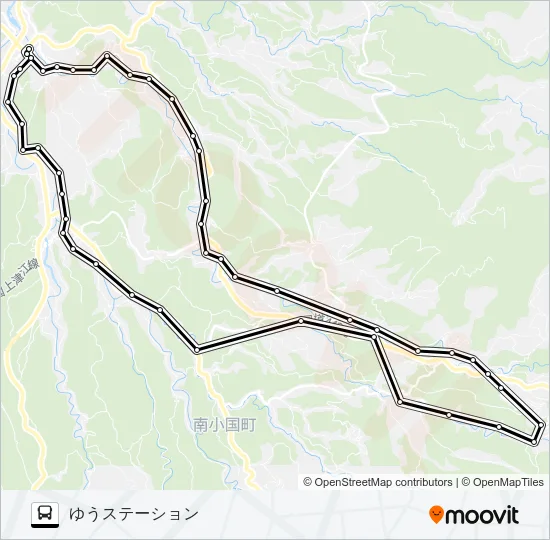 ゆうステーション→黒川～満願寺入口→ゆうステーション バスの路線図
