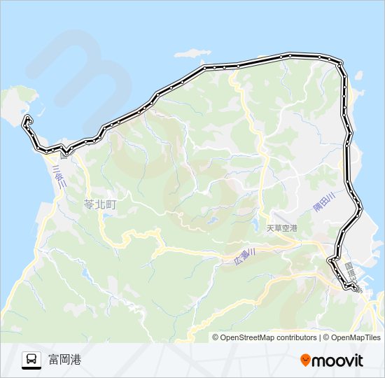 31：本渡バスセンター→五和小中学校前～鬼池港→富岡港 Bus Line Map