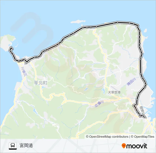 31：本渡バスセンター→五和小中学校前～鬼池港→富岡港 Bus Line Map