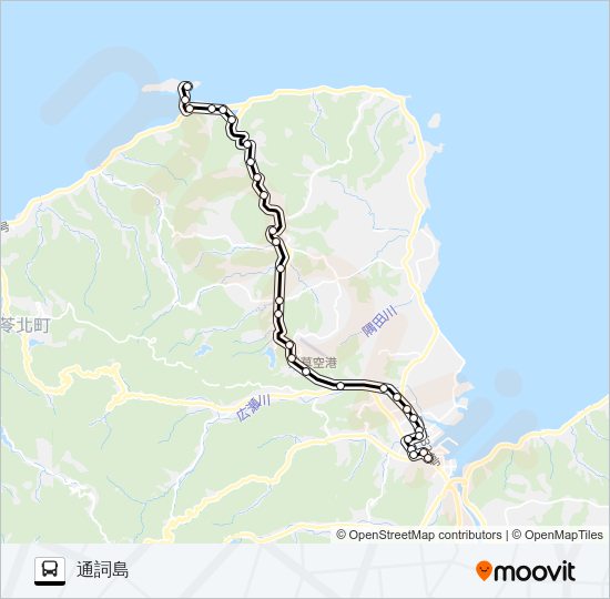 35：本渡バスセンター→天草拓心高校入口～手野→通詞島 Bus Line Map