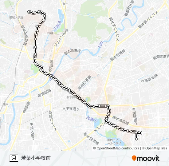 A1-1/K1-1：富尾団地→県庁～動植物園前→若葉校 Bus Line Map