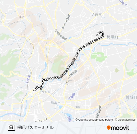 E3-4：光の森産交→三里木～子飼→桜町バスターミナル Bus Line Map