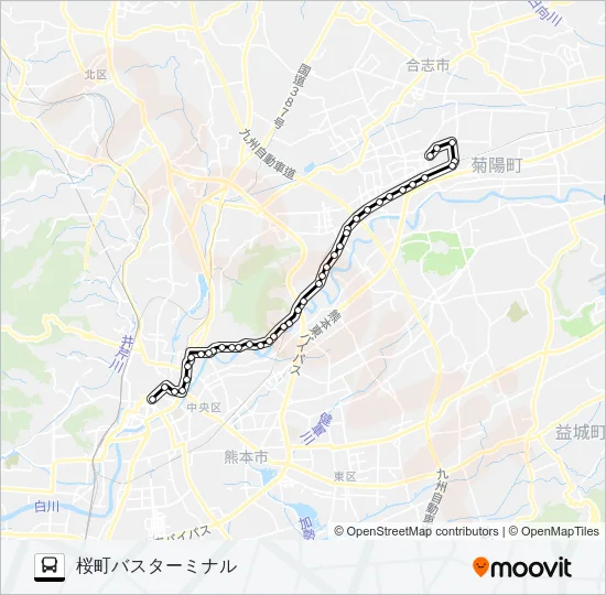 E3-4：光の森産交→三里木～子飼→桜町バスターミナル Bus Line Map
