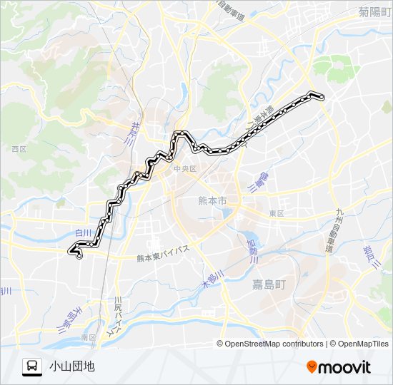 F2-1/S4-1：アクアドーム→野口～子飼→小山団地 Bus Line Map