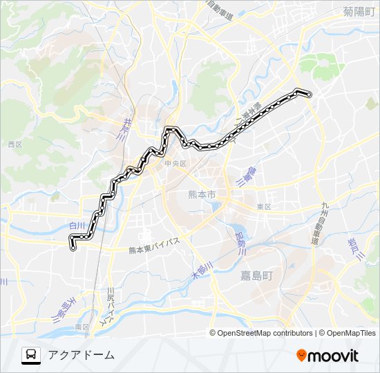F2-1/S4-1：小山団地→子飼～野口→アクアドーム Bus Line Map
