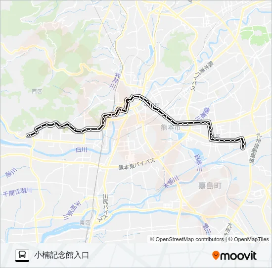 K3-1/T4-1：小島産交→春日校前～県庁前→沼山津 バスの路線図
