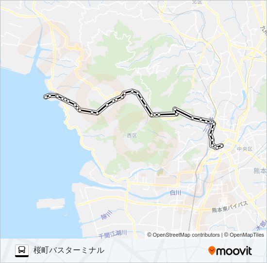U3-1：河内温泉センター→芳野～→桜町バスターミナル Bus Line Map