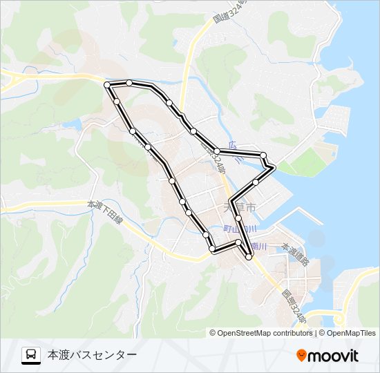 20：本渡バスセンター→箱の水～水の平→本渡バスセンター Bus Line Map